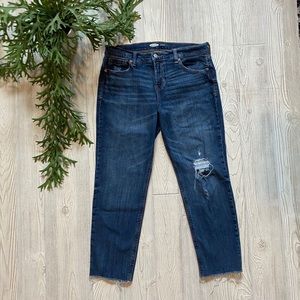 Old Navy Distressed, raw hem Boyfriend jeans